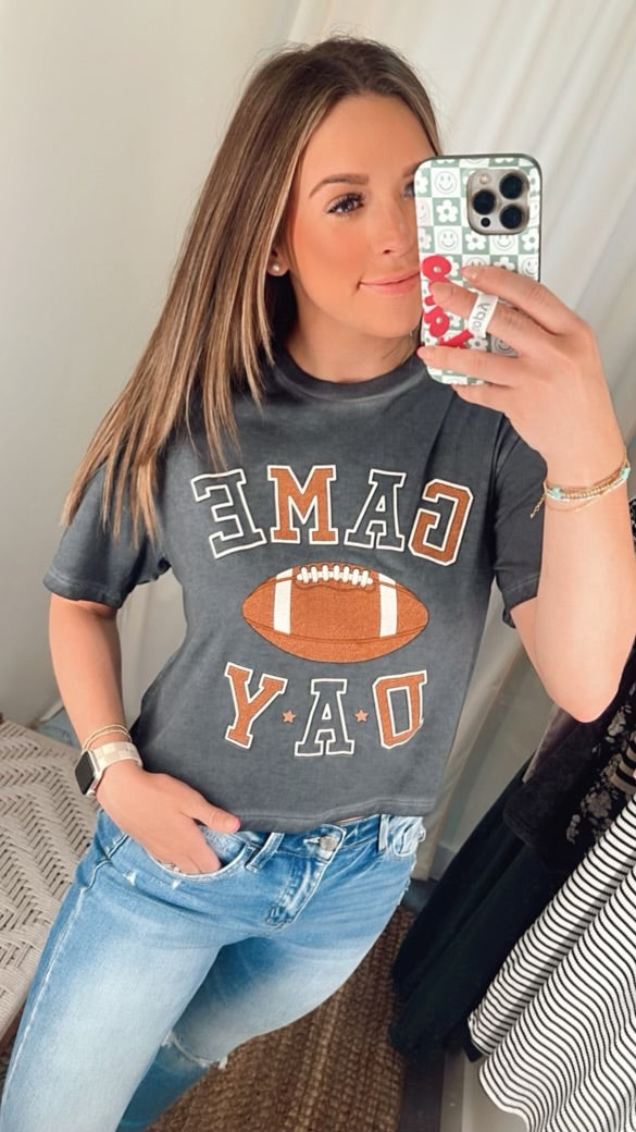 Game Day Puff Stitched Crop Tee