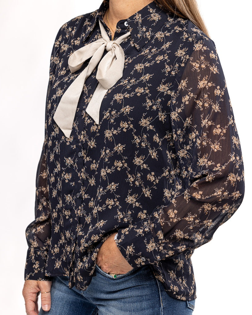 Elegance Floral Bow Front Blouse