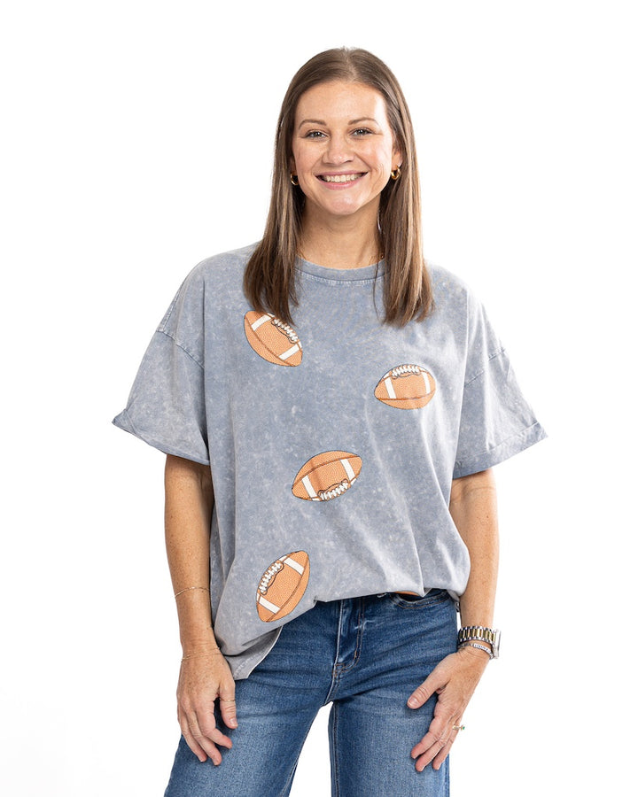 Game Time Multi Football Puff Tee