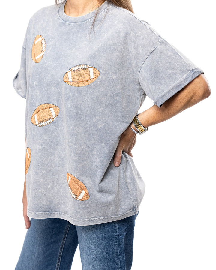 Game Time Multi Football Puff Tee