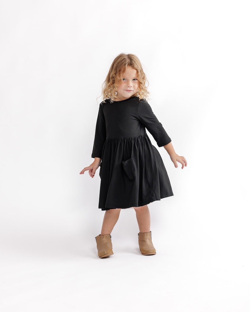 All Black Pocket Twirl Dress