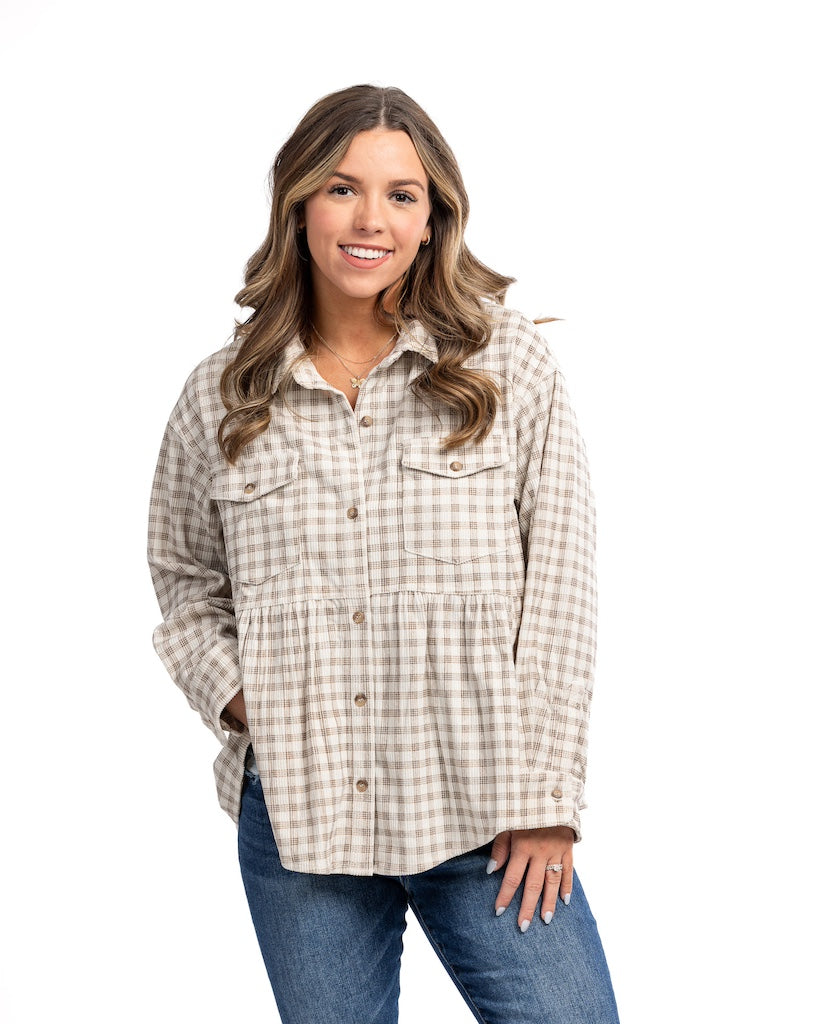 All For Fall Plaid Peplum Top