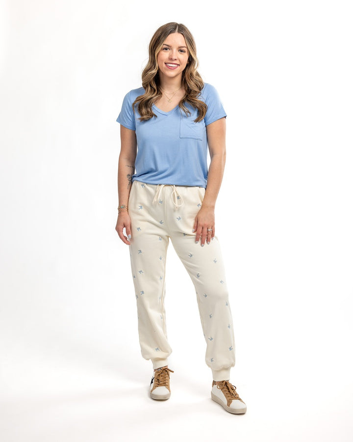 Charm Me Bow Stitched Jogger Pants