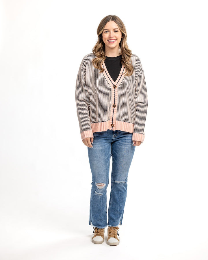 Crushing Ribbed Knit Cardigan