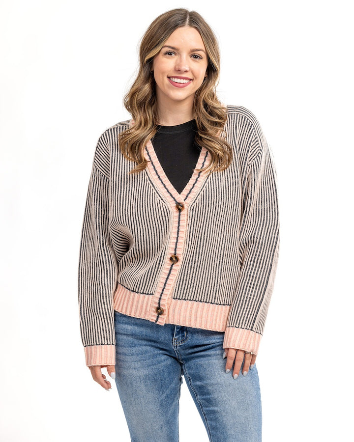 Crushing Ribbed Knit Cardigan