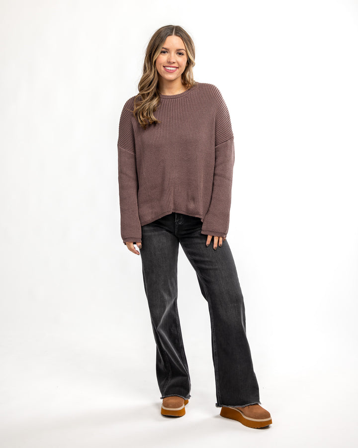 Plum Knit Drop Shoulder Sweater