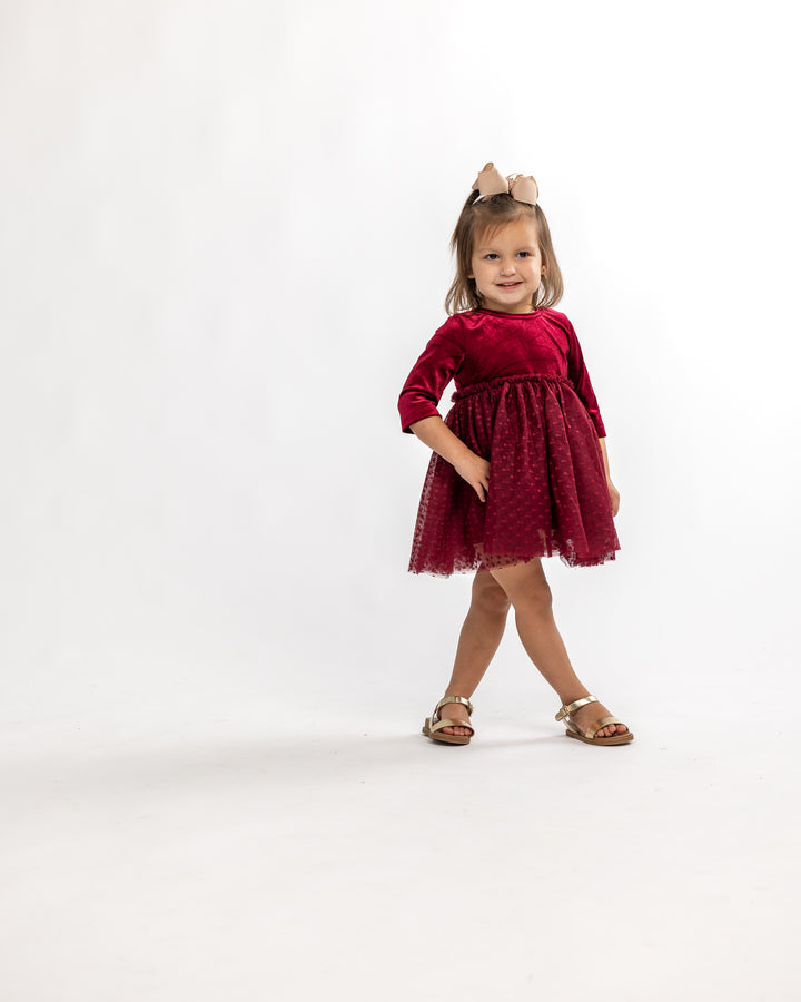 Cranberry Velvet Tutu Dress