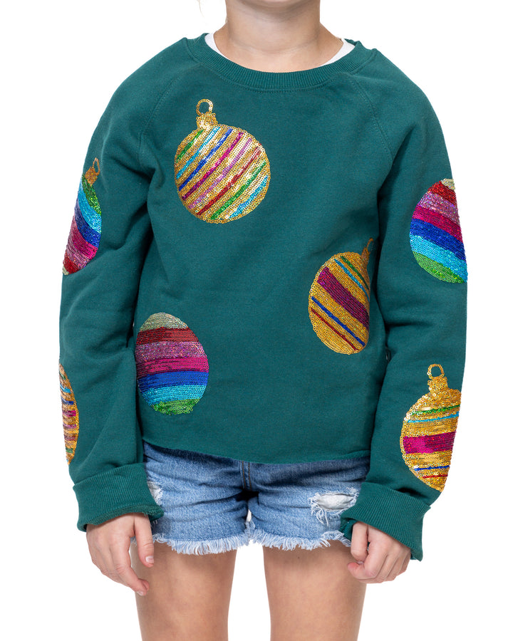 Sequin Ornament Crop Sweatshirt