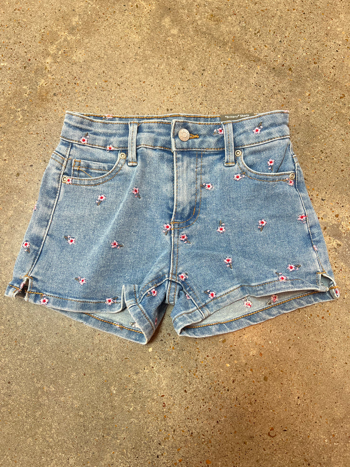 Floral Embroidered Denim Shorts