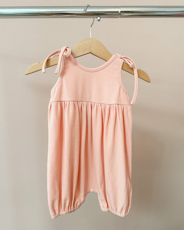 Pink Petals Ribbed Romper