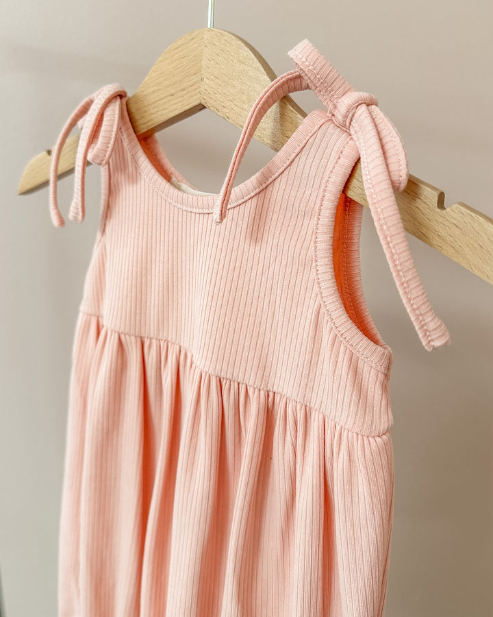 Pink Petals Ribbed Romper