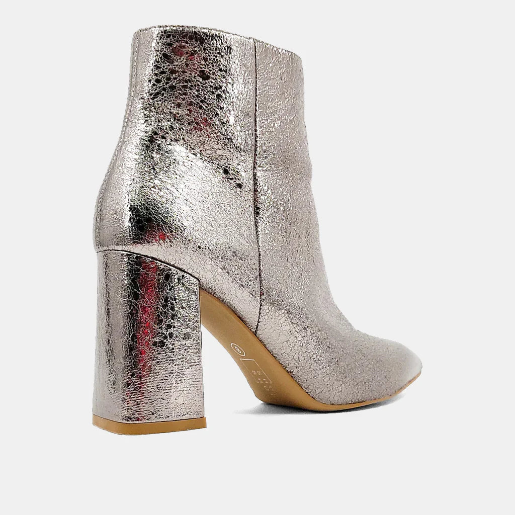 Showing Off Pewter Metallic Booties